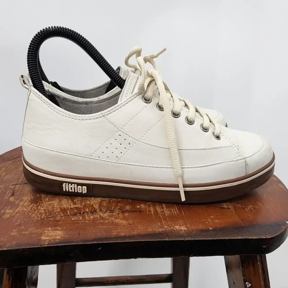 Fitflop White Leather Comfort Casual‎ Sneakers Women's Size 5 Style 114-089